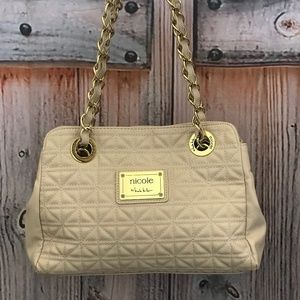 Nicole Miller Quilted Cream Shoulder Bag Women's